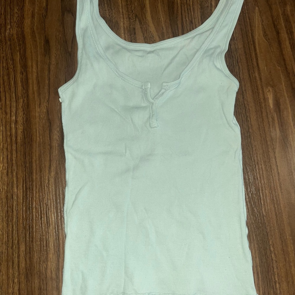 Brandy Melville Light Blue Ribbed Tank Top